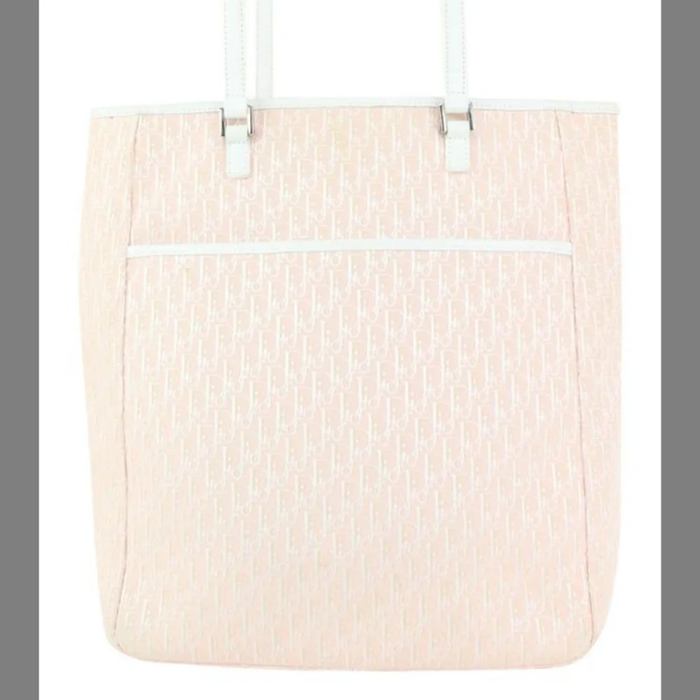 Dior Light Pink Quilted Tote with White Straps